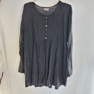 California threads black linen tunic